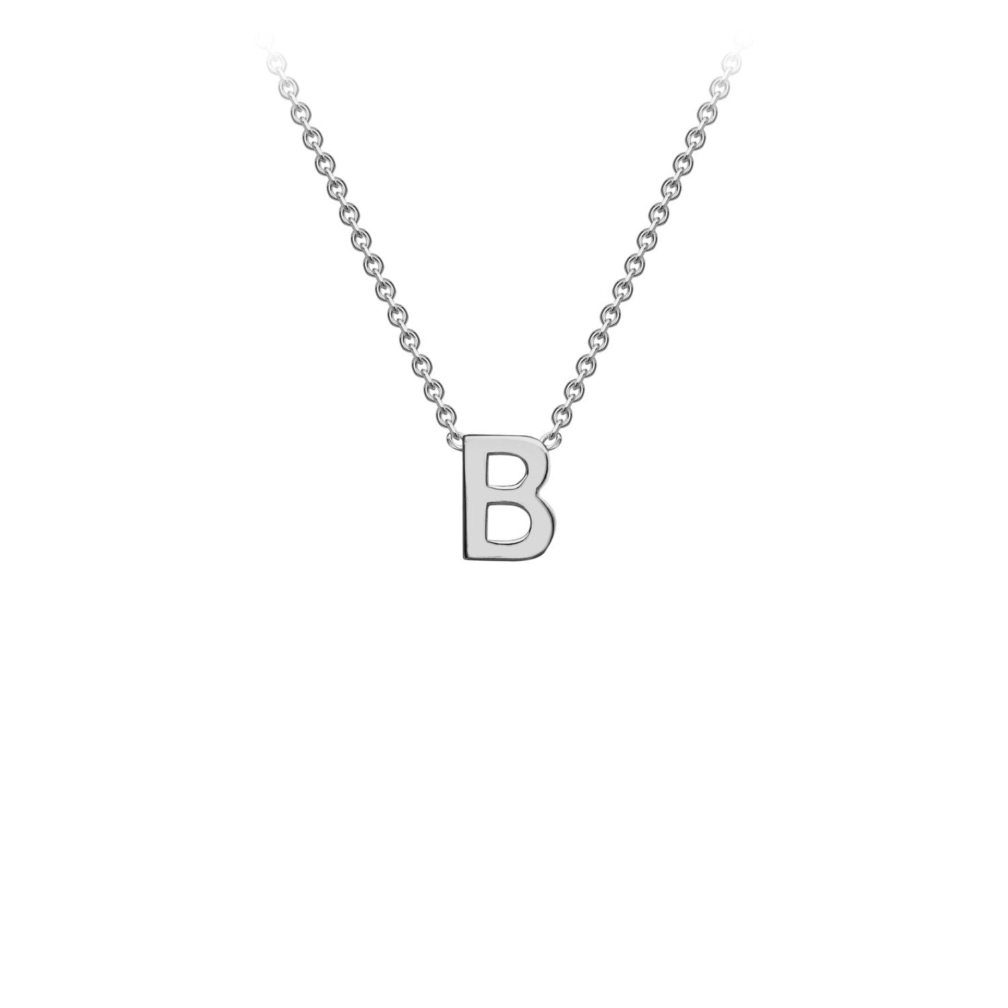 9ct White Gold 'B' Initial Adjustable Letter Necklace 38/43cm