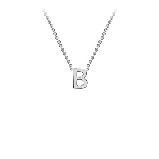 9ct White Gold 'B' Initial Adjustable Letter Necklace 38/43cm