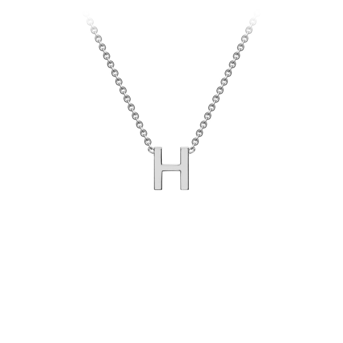 9ct White Gold 'H' Initial Adjustable Letter Necklace 38/43cm