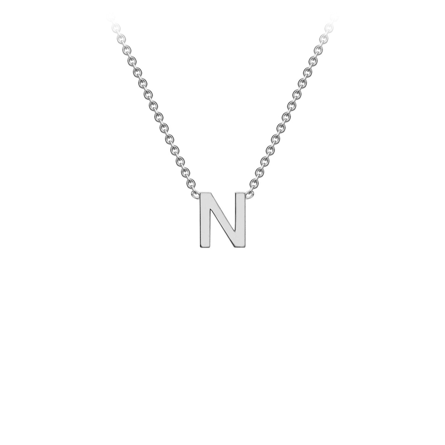 9ct White Gold 'N' Initial Adjustable Letter Necklace 38/43cm