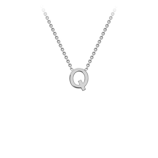 9ct White Gold 'Q' Initial Adjustable Letter Necklace 38/43cm