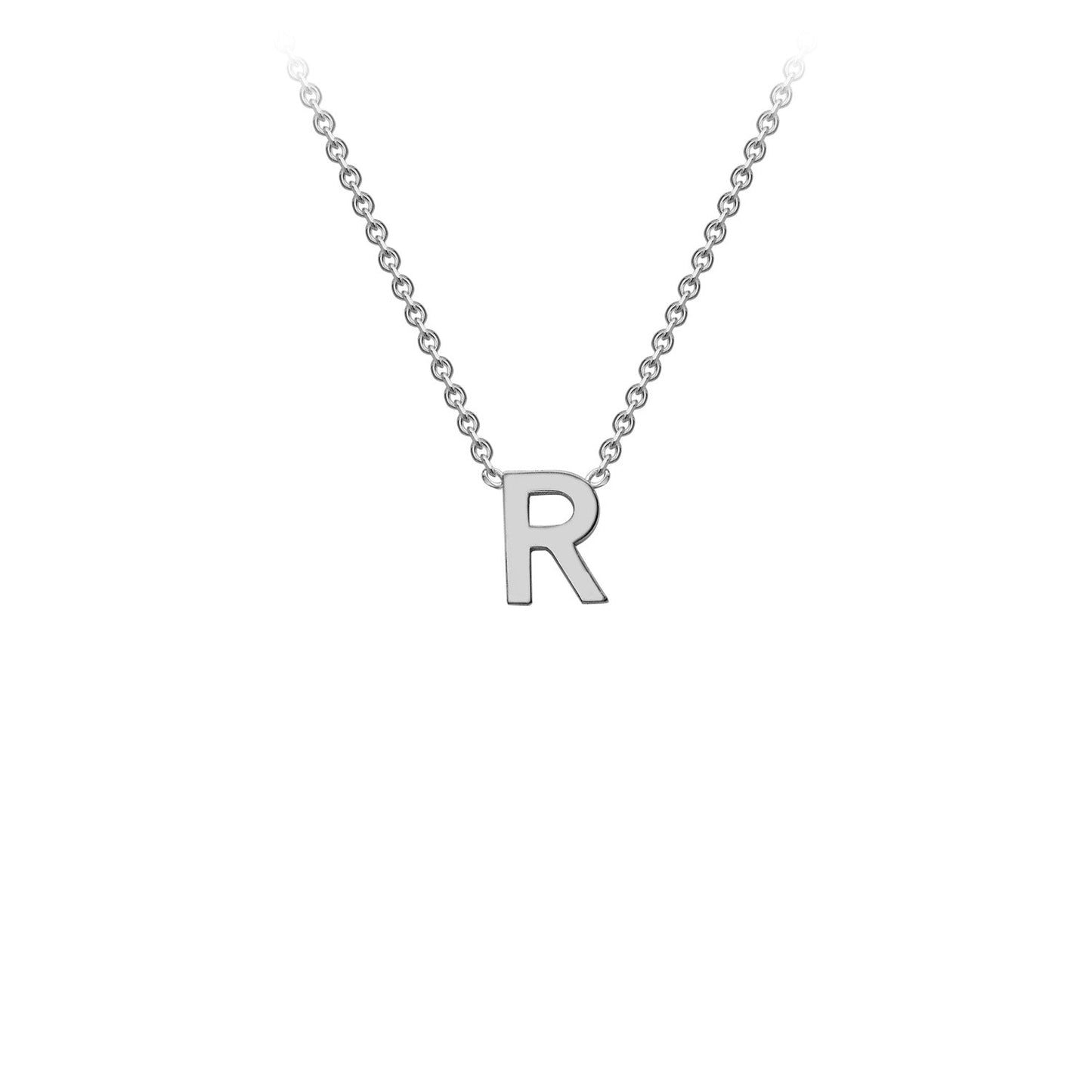 9ct White Gold 'R' Initial Adjustable Letter Necklace 38/43cm