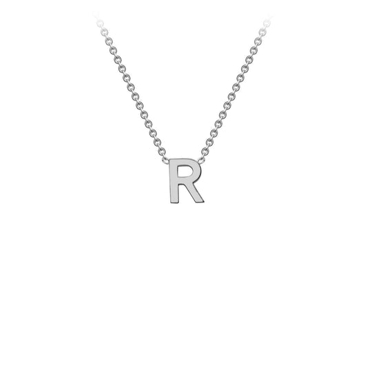 9ct White Gold 'R' Initial Adjustable Letter Necklace 38/43cm