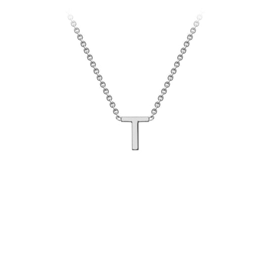9ct White Gold 'T' Initial Adjustable Letter Necklace 38/43cm