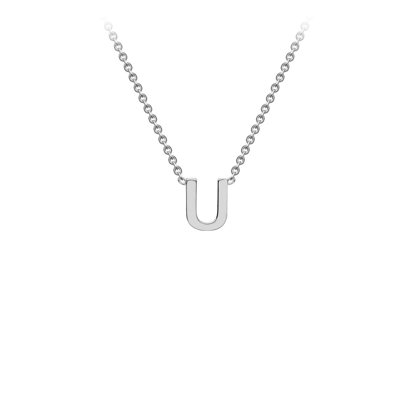 9ct White Gold 'U' Initial Adjustable Letter Necklace 38/43cm