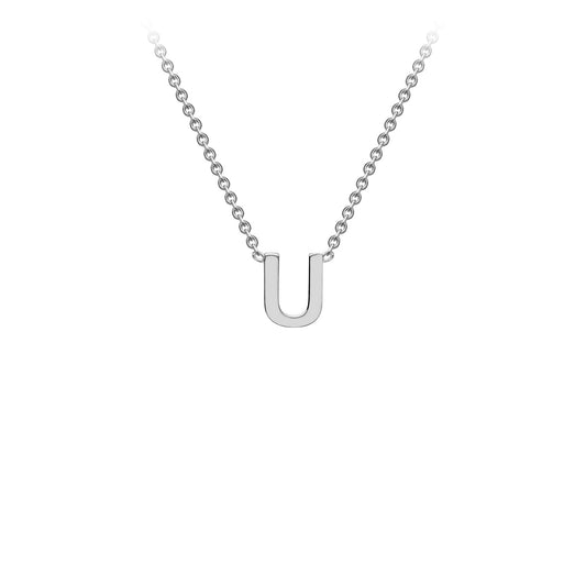 9ct White Gold 'U' Initial Adjustable Letter Necklace 38/43cm