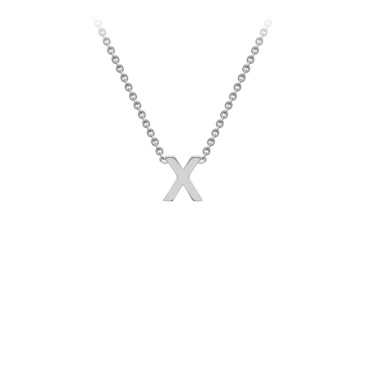 9ct White Gold 'X' Initial Adjustable Letter Necklace 38/43cm