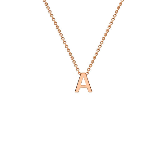 9ct Rose Gold 'A' Initial Adjustable Letter Necklace 38/43cm
