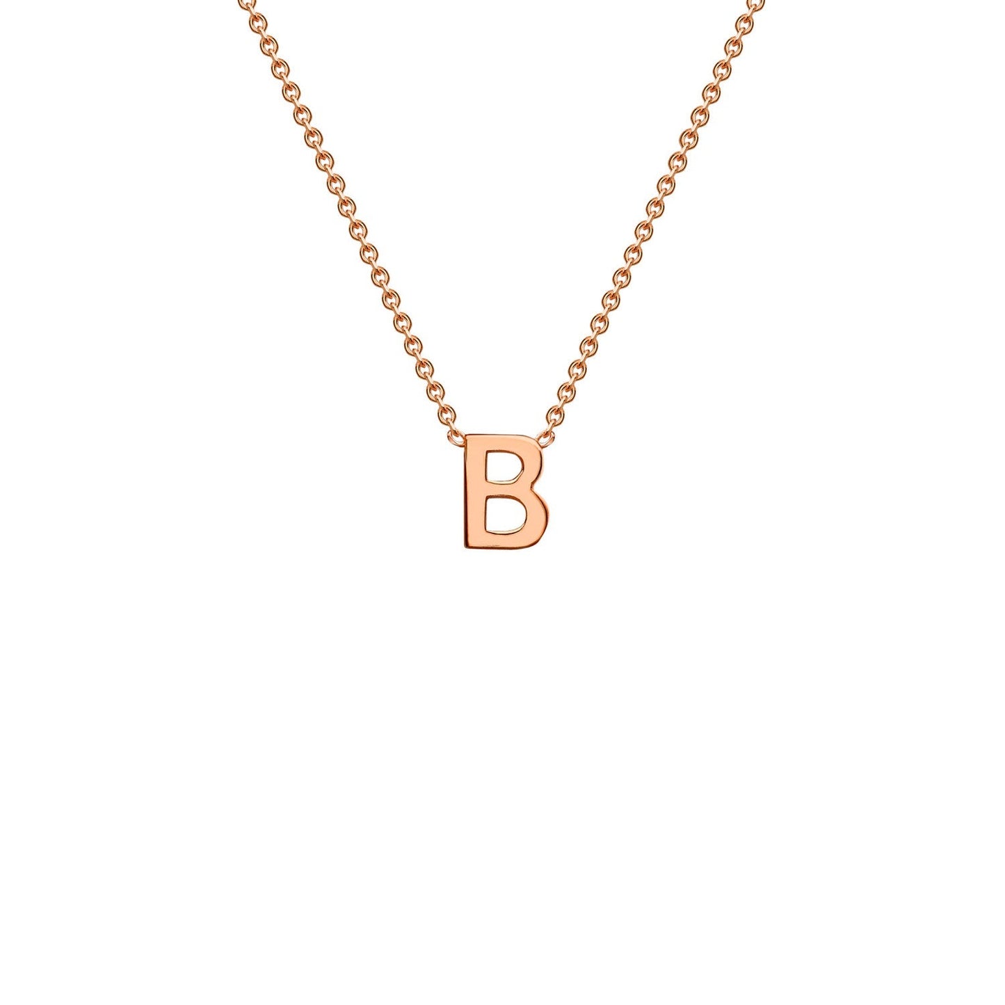 9ct Rose Gold 'B' Initial Adjustable Letter Necklace 38/43cm