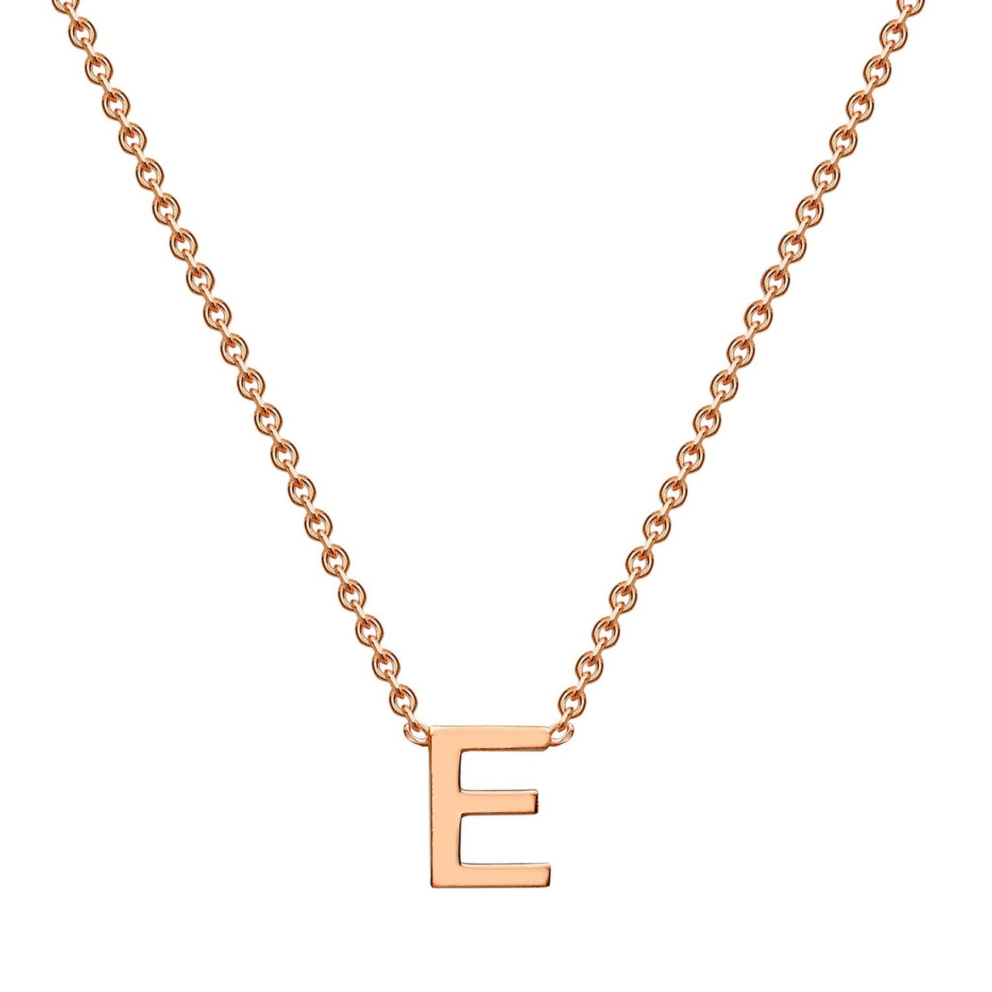 9ct Rose Gold 'E' Initial Adjustable Letter Necklace 38/43cm