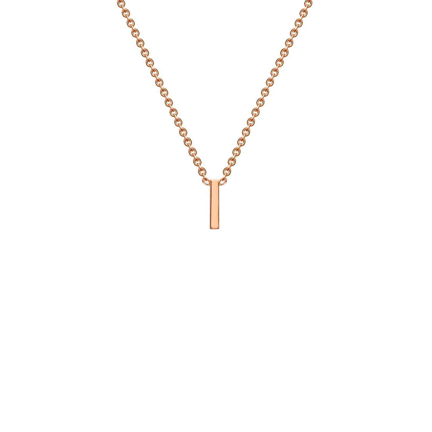 9ct Rose Gold 'I' Initial Adjustable Letter Necklace 38/43cm