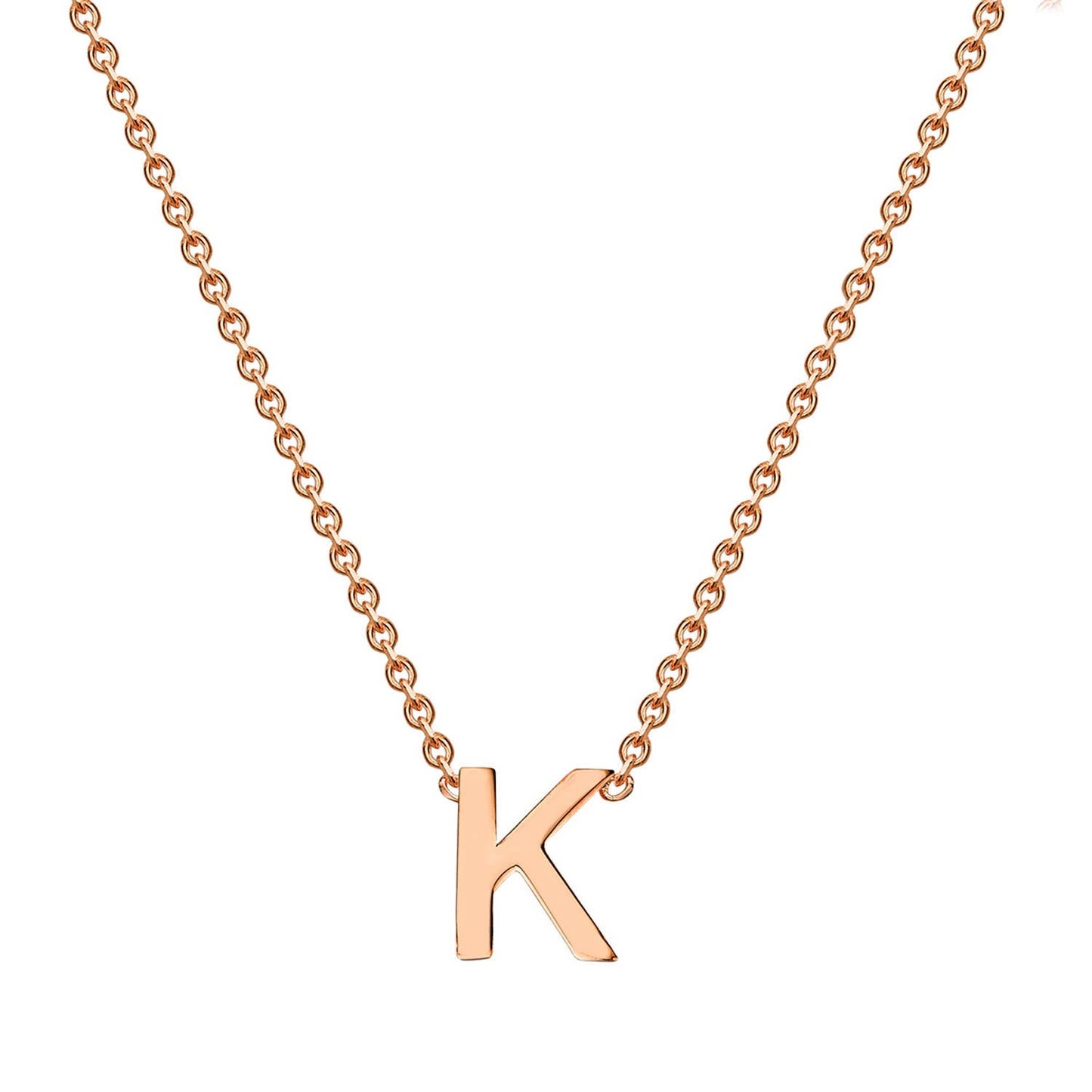 9ct Rose Gold 'K' Initial Adjustable Letter Necklace 38/43cm