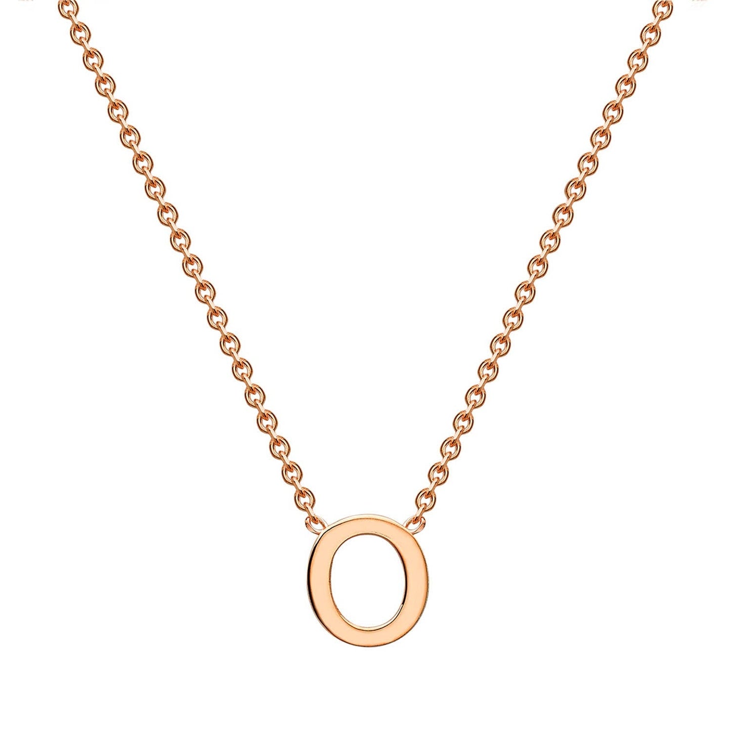 9ct Rose Gold 'O' Initial Adjustable Letter Necklace 38/43cm