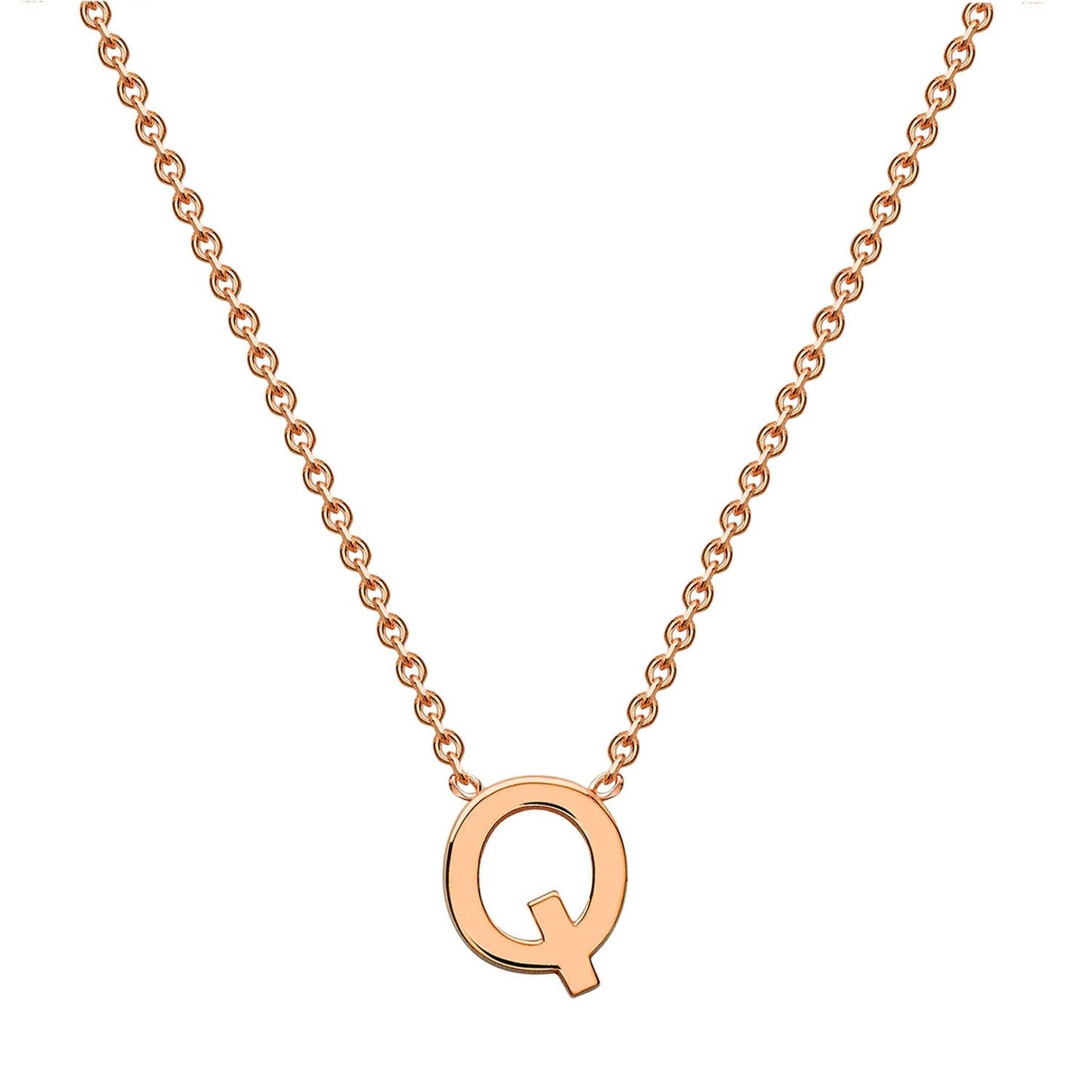 9ct Rose Gold 'Q' Initial Adjustable Letter Necklace 38/43cm