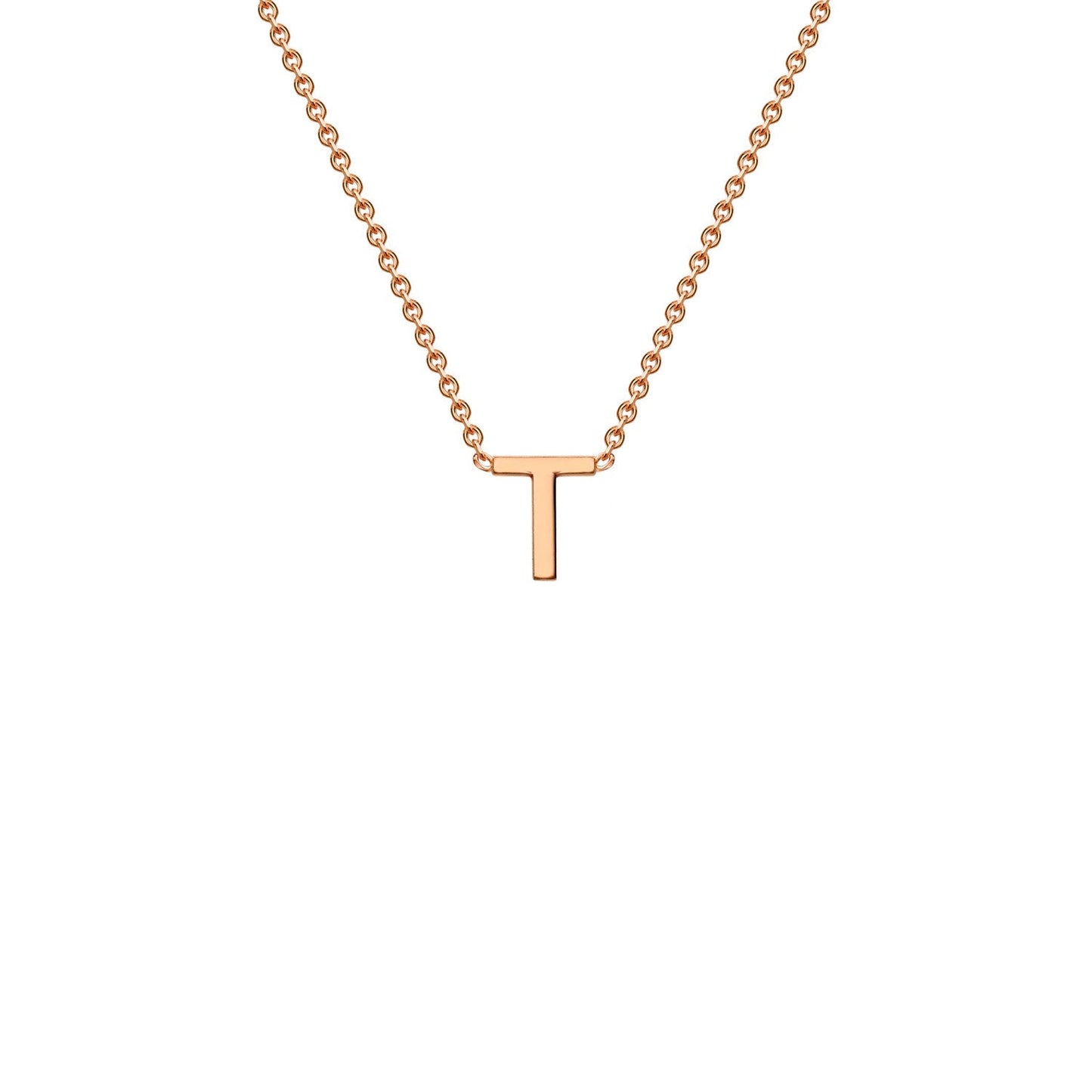 9ct Rose Gold 'T' Initial Adjustable Letter Necklace 38/43cm