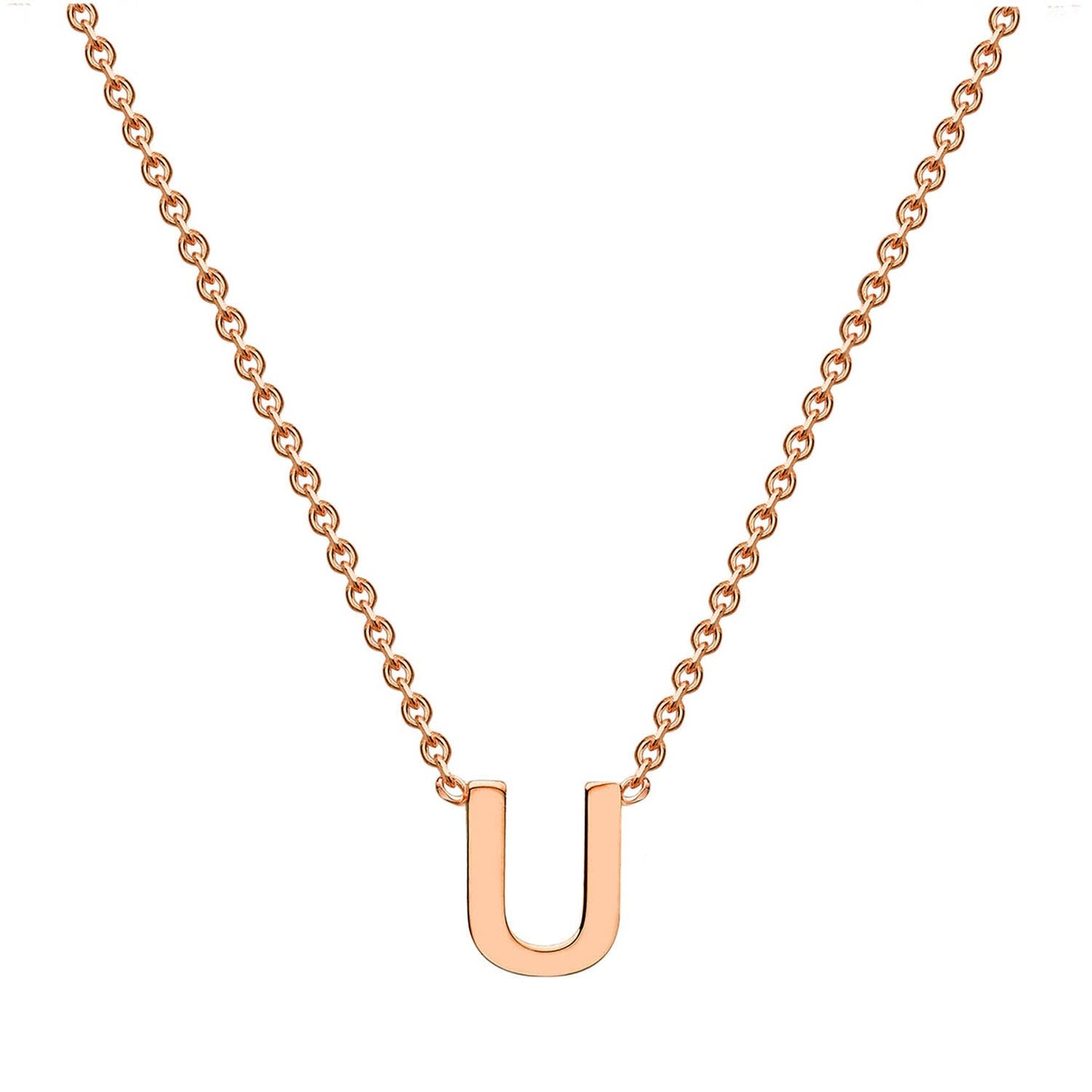 9ct Rose Gold 'U' Initial Adjustable Letter Necklace 38/43cm
