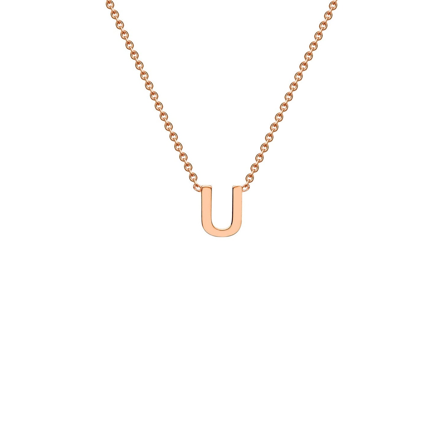 9ct Rose Gold 'U' Initial Adjustable Letter Necklace 38/43cm