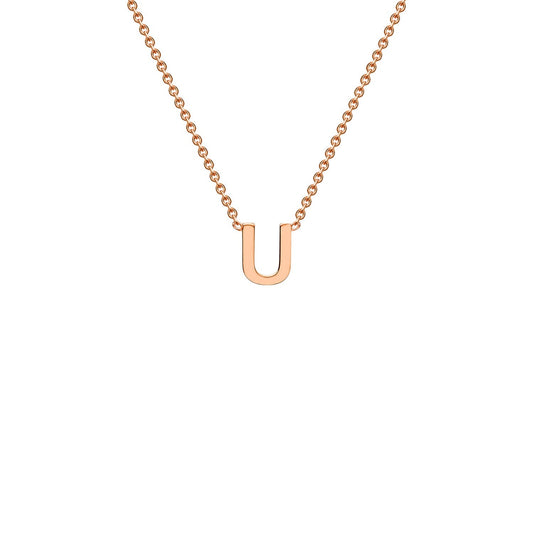 9ct Rose Gold 'U' Initial Adjustable Letter Necklace 38/43cm