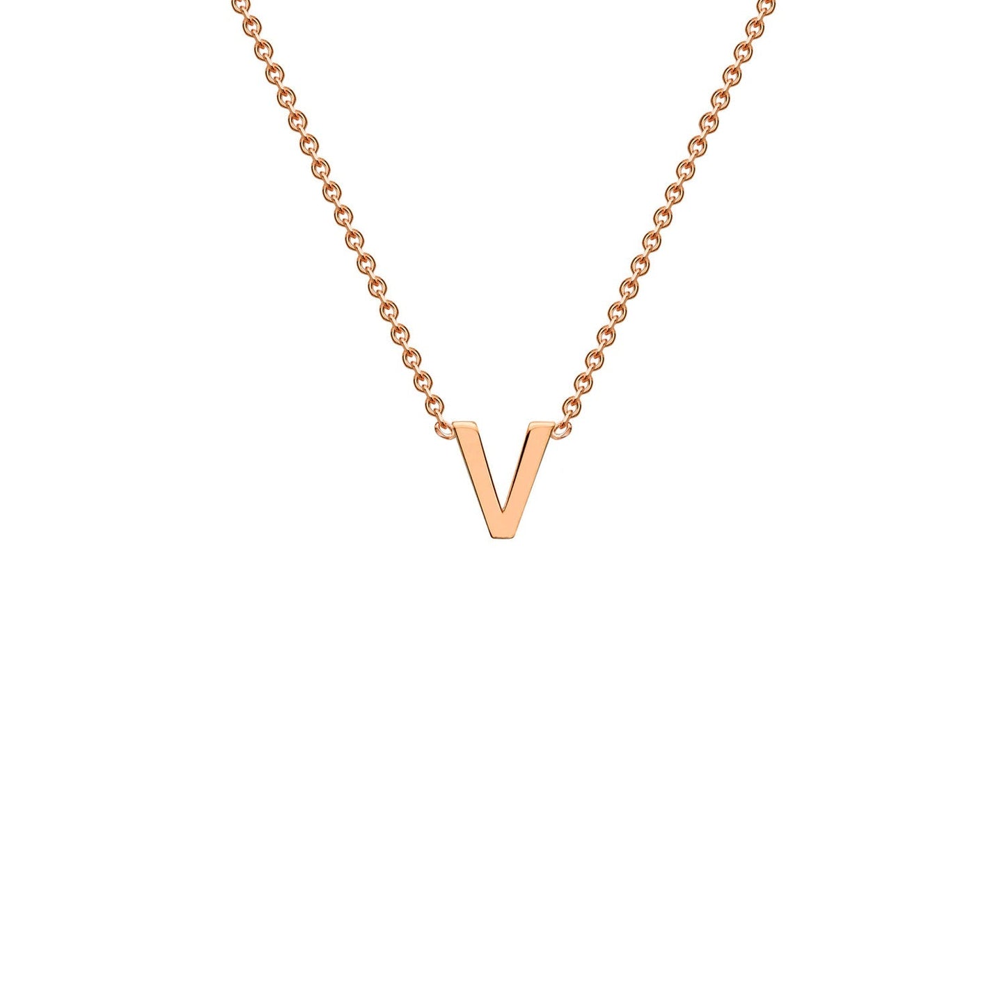 9ct Rose Gold 'V' Initial Adjustable Letter Necklace 38/43cm