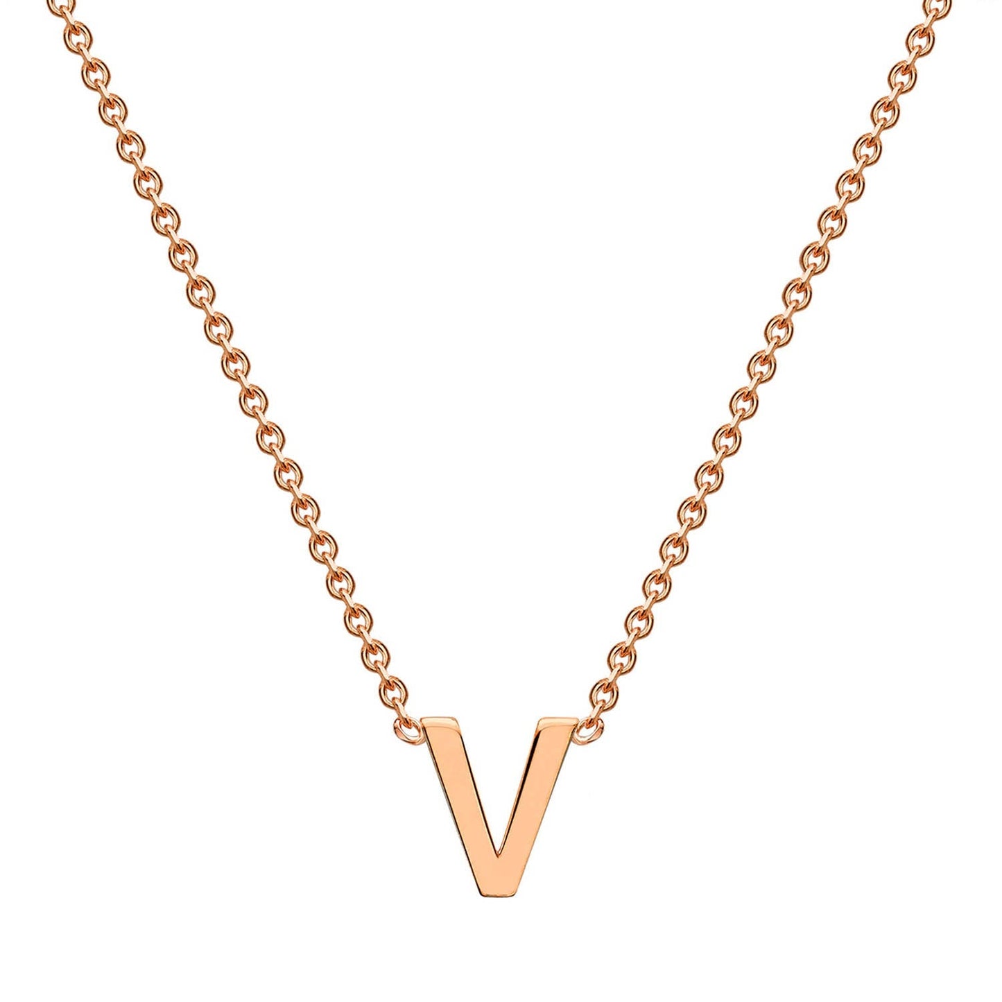 9ct Rose Gold 'V' Initial Adjustable Letter Necklace 38/43cm