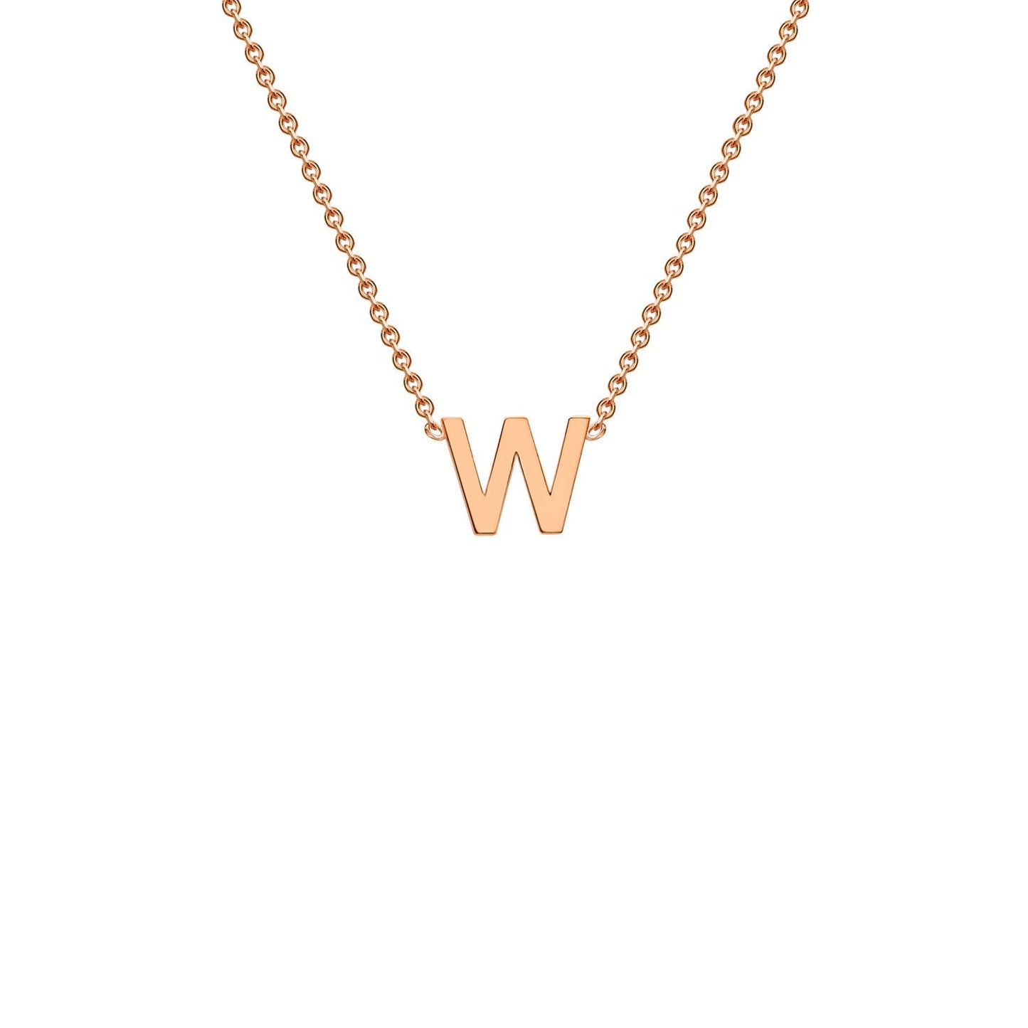 9ct Rose Gold 'W' Initial Adjustable Letter Necklace 38/43cm