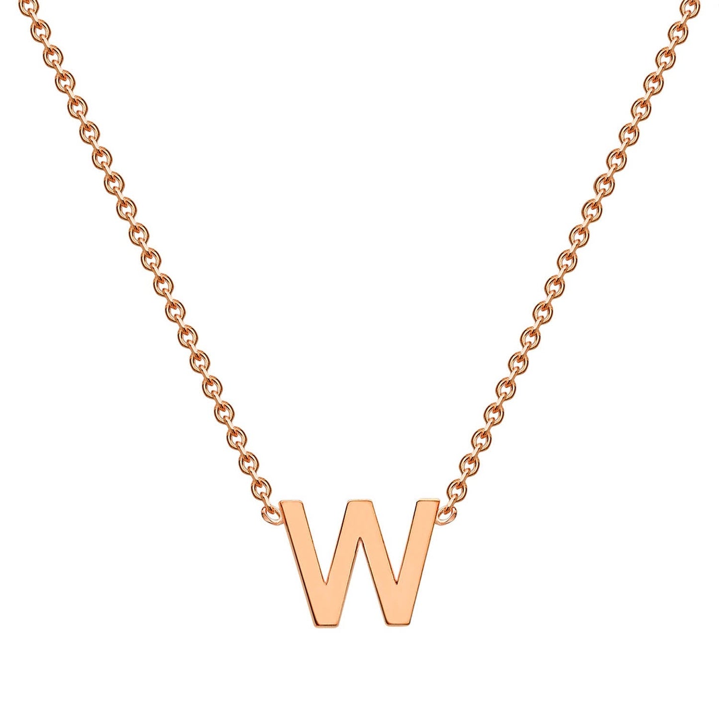 9ct Rose Gold 'W' Initial Adjustable Letter Necklace 38/43cm