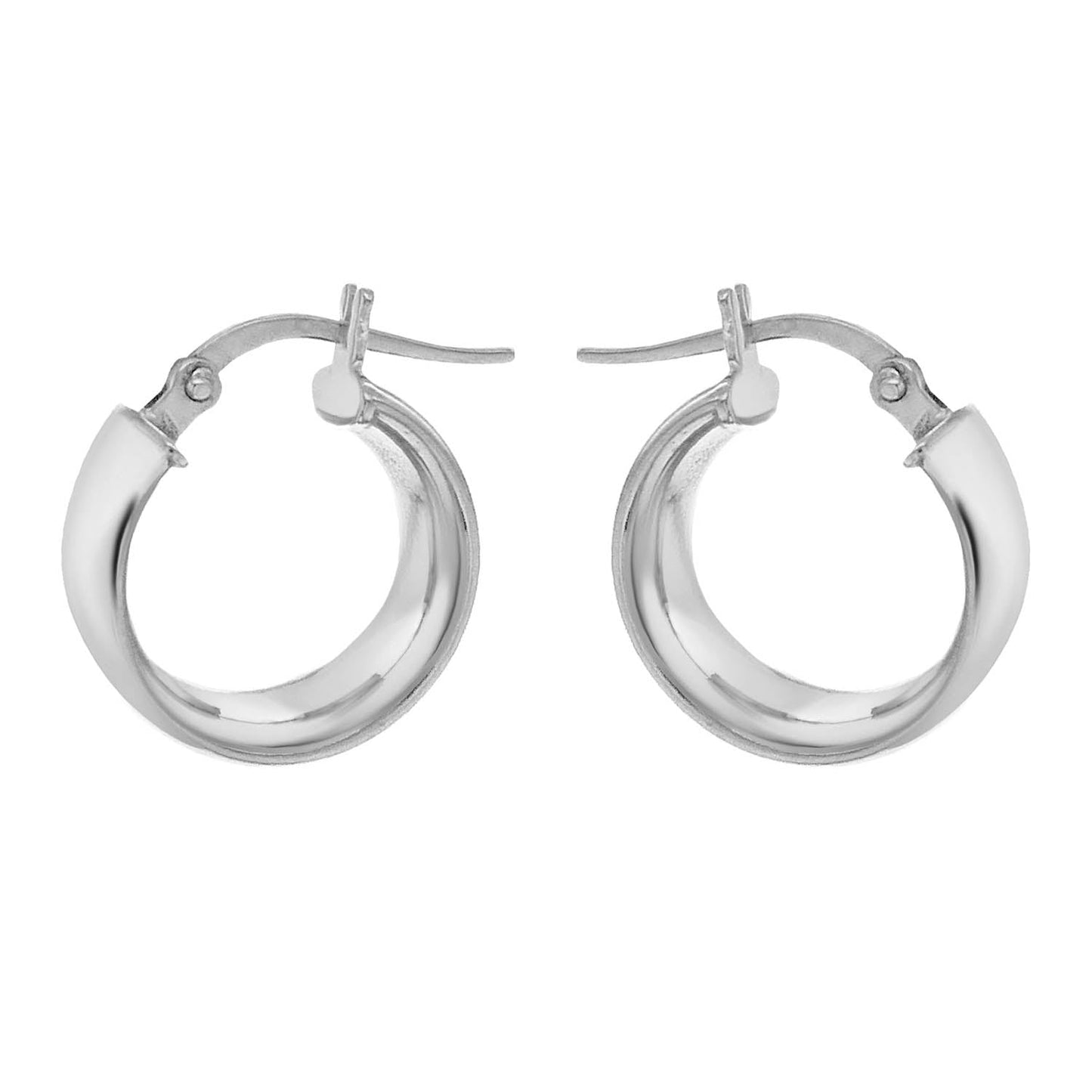 9ct White Gold 6mm Band 14mm Creole Earrings