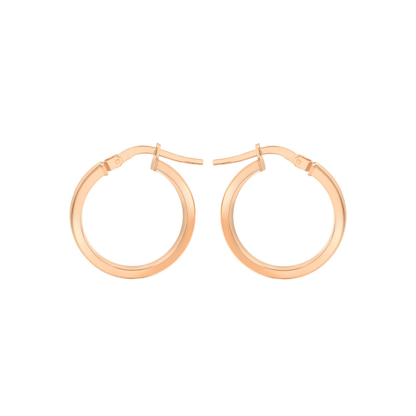 9ct Rose Gold 3mm Rectangular-Tube 15mm Hoop Creole Earrings