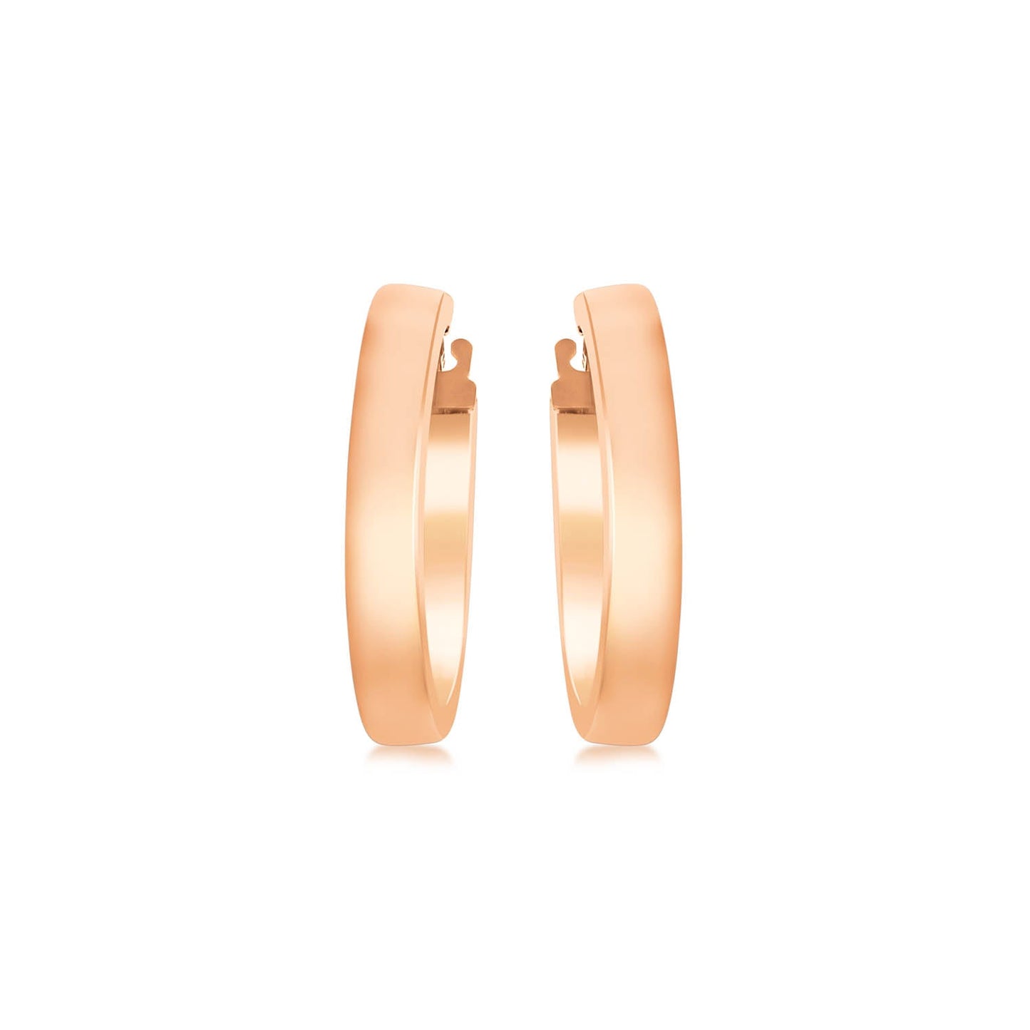 9ct Rose Gold 3mm Rectangular-Tube 15mm Hoop Creole Earrings