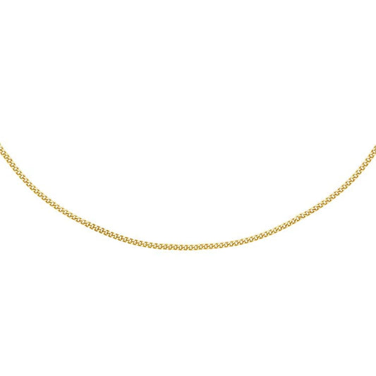 18ct Yellow Gold Solid Diamond Cut Curb Chain 40cm