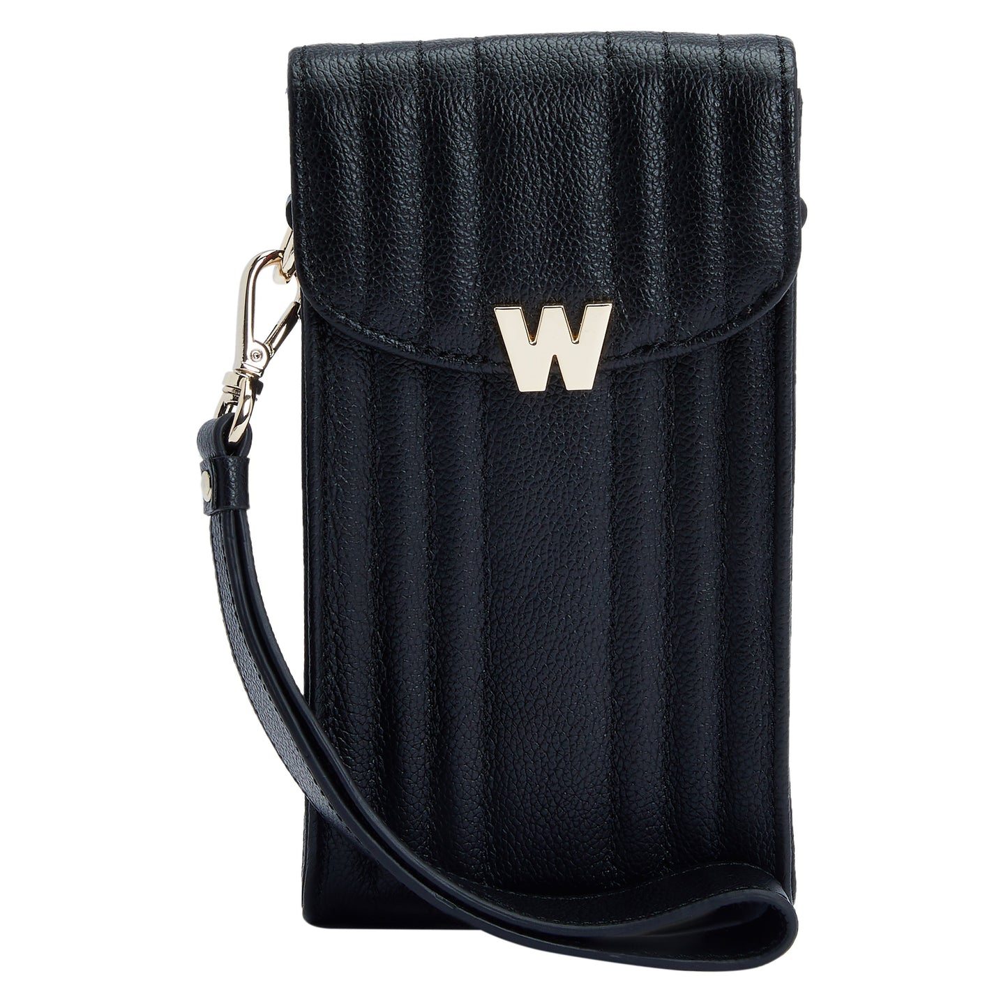 Wolf Mimi Phone Case with Wristlet & Lanyard Black