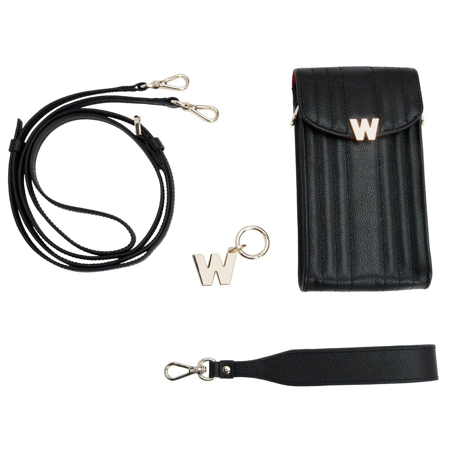 Wolf Mimi Phone Case with Wristlet & Lanyard Black