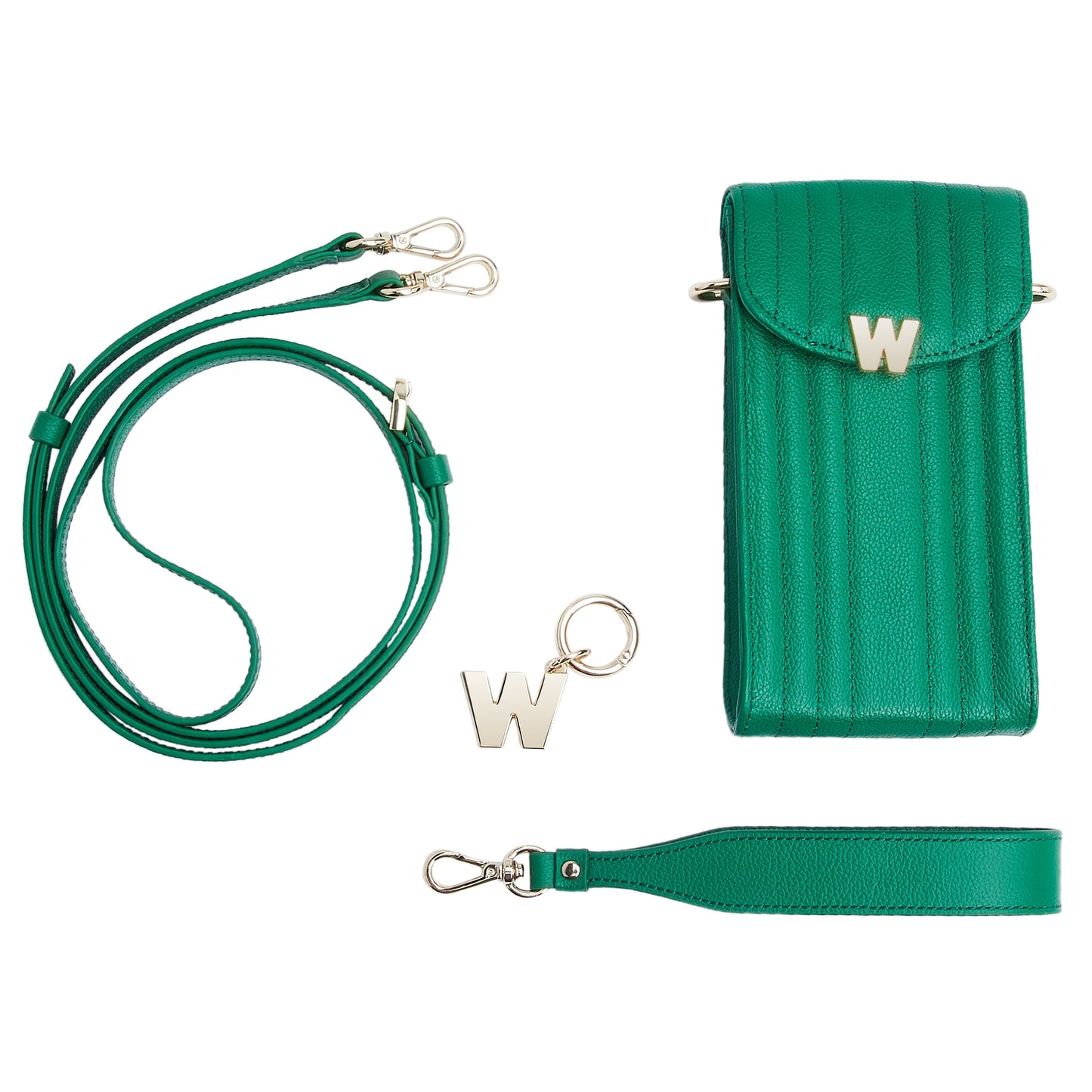 Wolf Mimi Phone Case with Wristlet & Lanyard Green