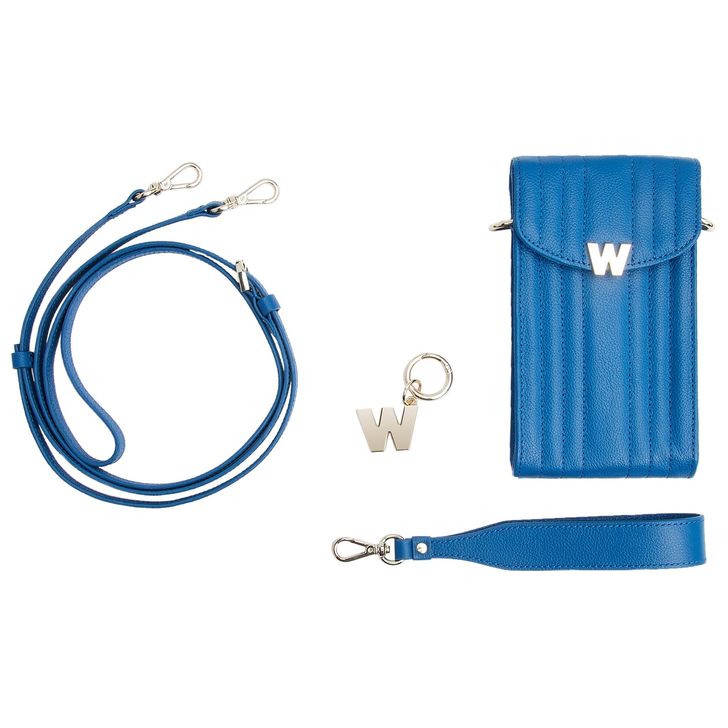 Wolf Mimi Phone Case with Wristlet & Lanyard Blue