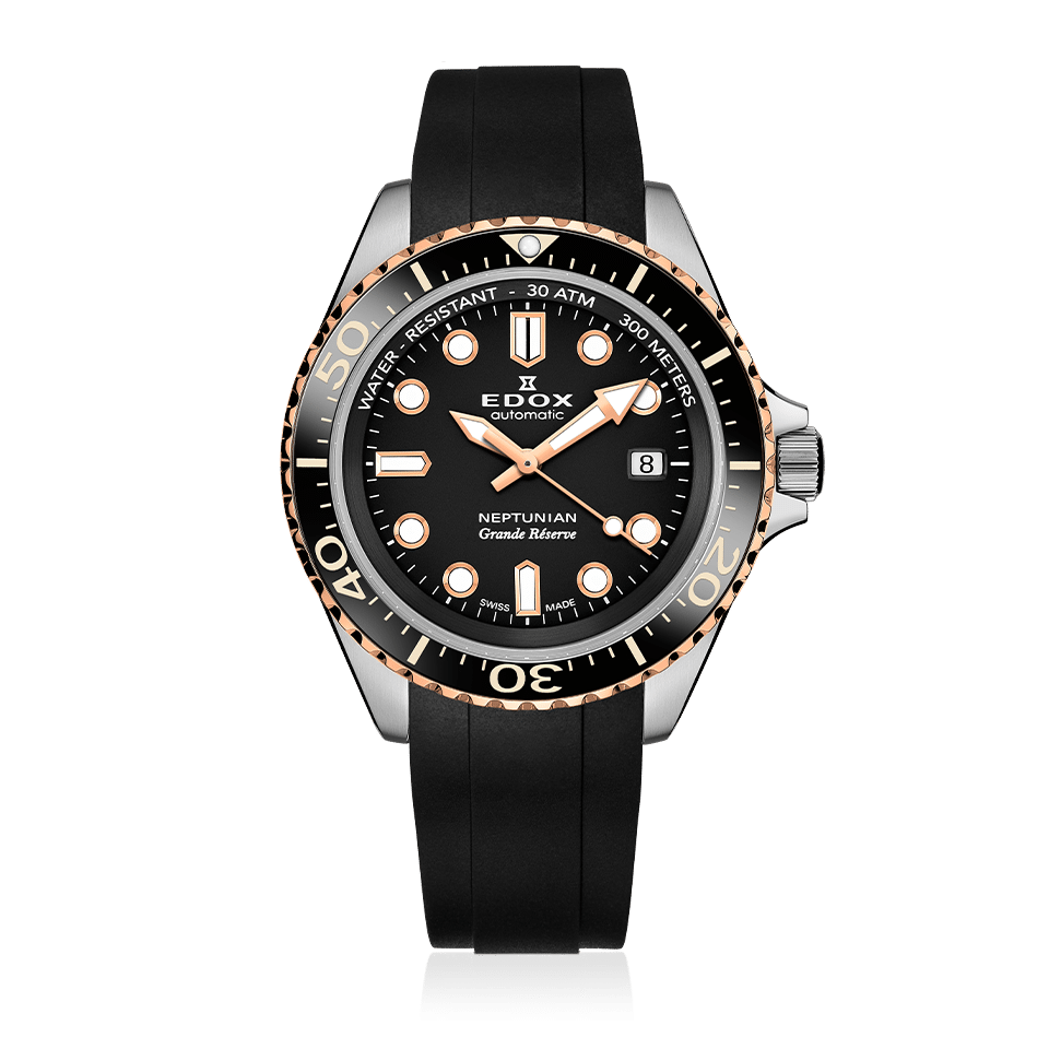 Edox Neptunian Grande Reserve Date Automatic Black/Rose
