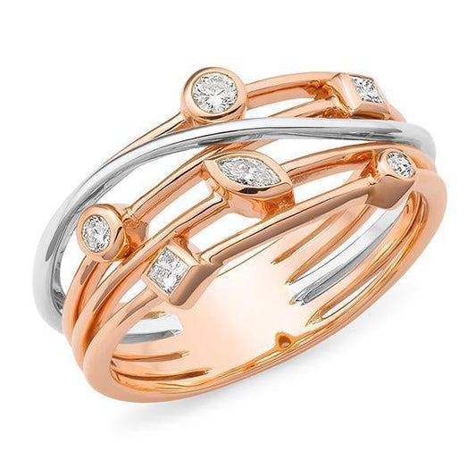 0.22ct Diamond Cross Over Ring 9ct Rose & White Gold