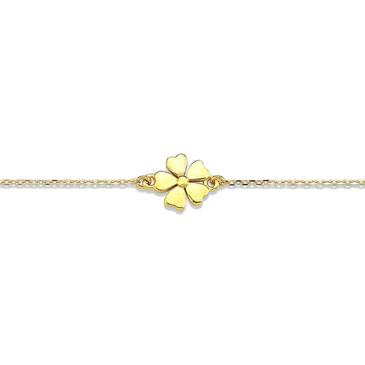 9ct Yellow Gold Flower Bracelet 17-19cm