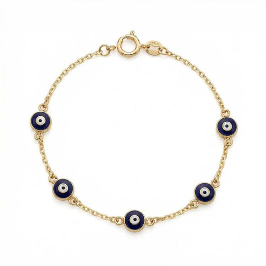 9ct Yellow Gold Nazar Bracelet 19cm