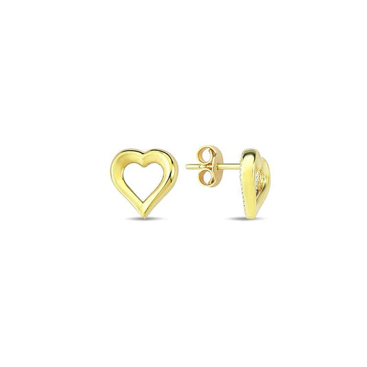 9ct Yellow Gold Open Heart Stud Earrings