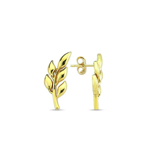 9ct Yellow Gold Nature Stud Climber Earrings