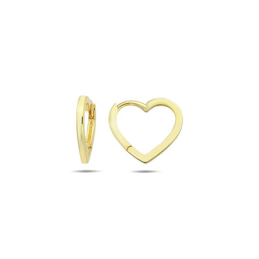 9ct Yellow Gold Open Heart Hoop Earrings