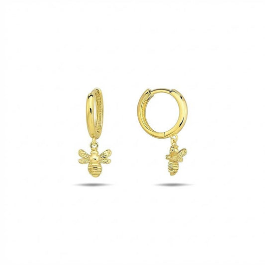 9ct Yellow Gold Bumble Bee Huggie Earrings