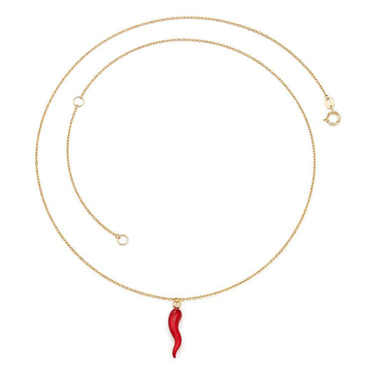 9ct Yellow Gold Red Horn Necklace 40-45cm