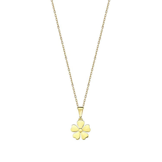 9ct Yellow Gold Flower Necklace 40-45cm