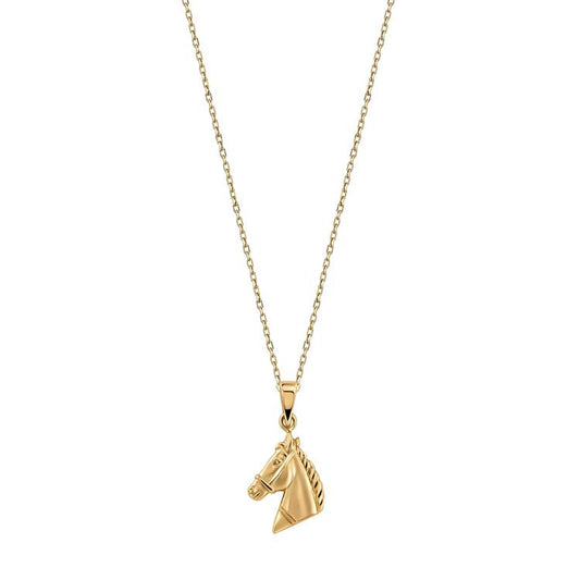 9ct Yellow Gold Horse Head Necklace 40-45cm