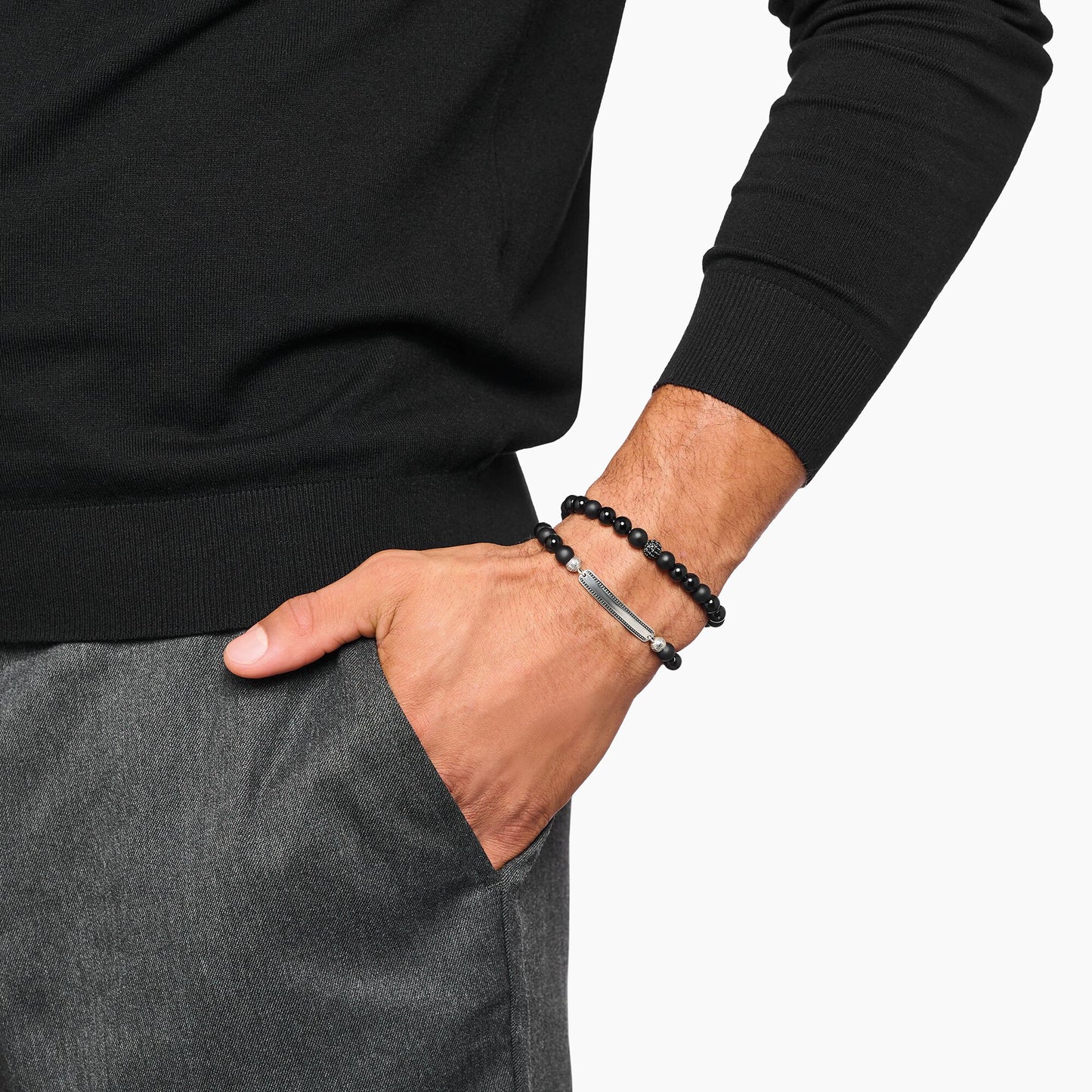 THOMAS SABO Obsidian bracelet with zirconia