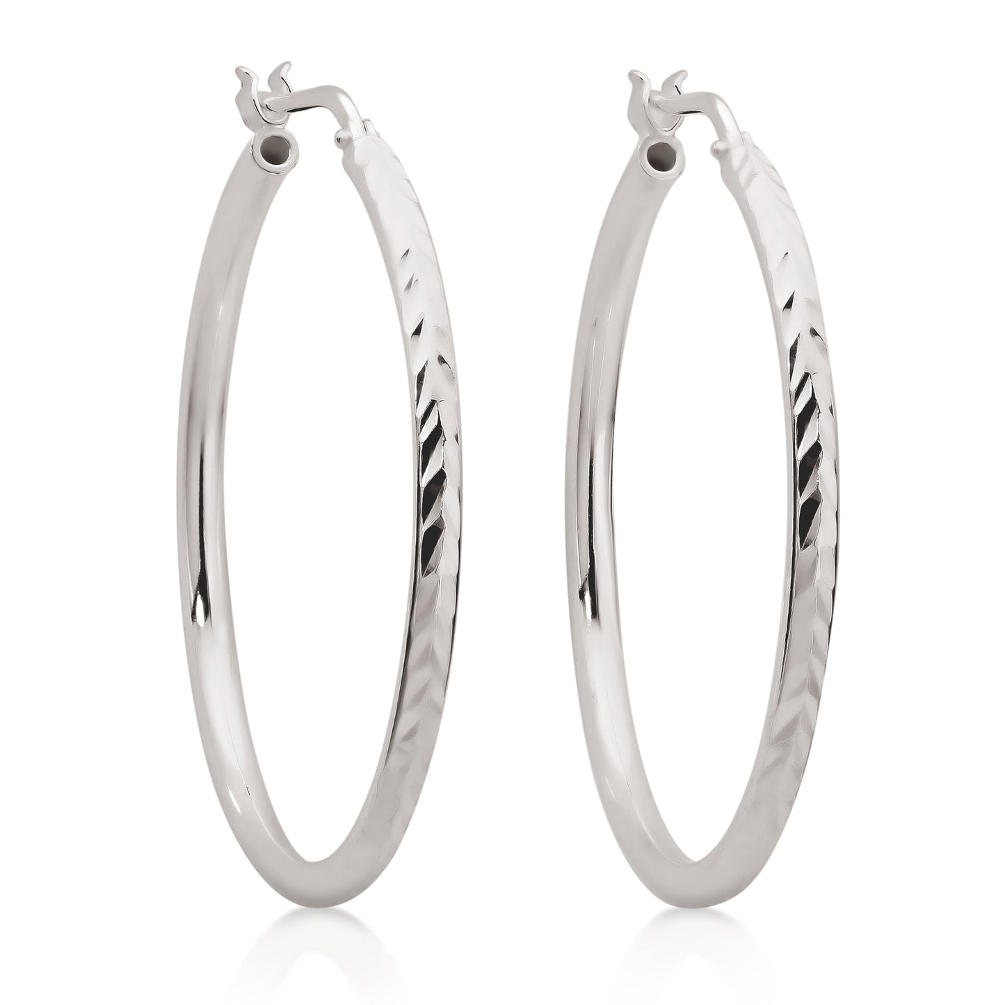 Silver diamond cut hoops 30mm