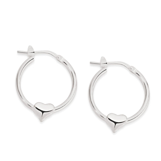 Silver heart hoops 15mm