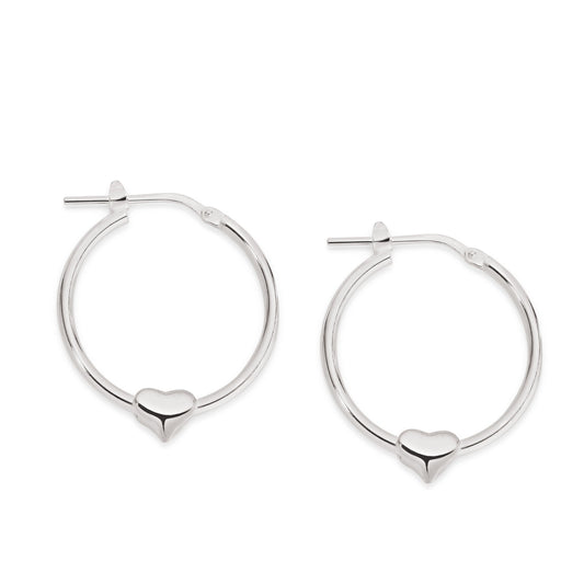 Silver heart hoops 20mm