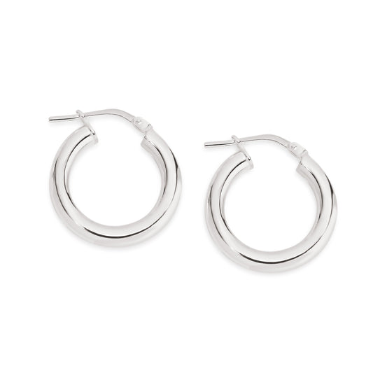 Silver polished hoops 12mm